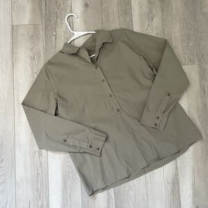Starkx Button Up Shirt cotton poplin long sleeve womens Olive (large) office